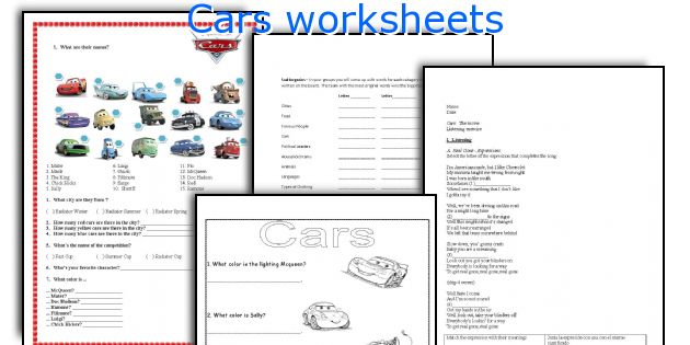 Cars worksheets