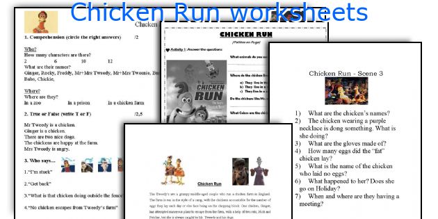 Chicken Run worksheets