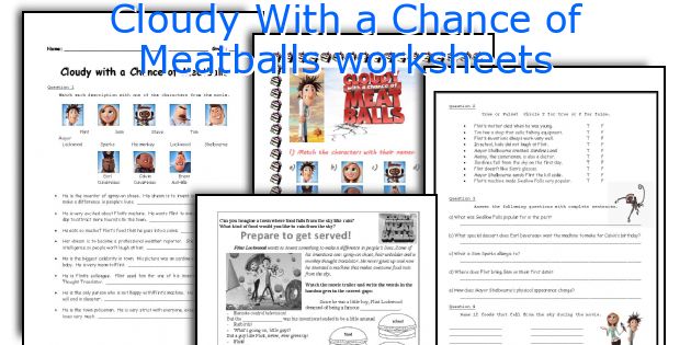 Cloudy With a Chance of Meatballs worksheets