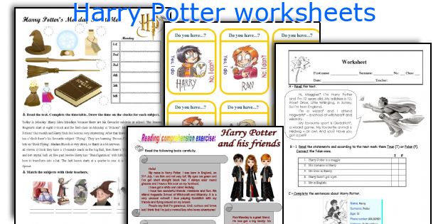 Harry Potter worksheets