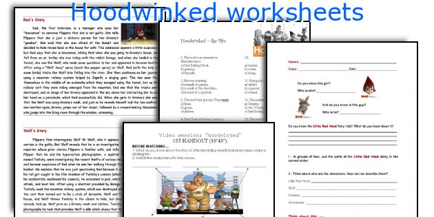 Hoodwinked worksheets