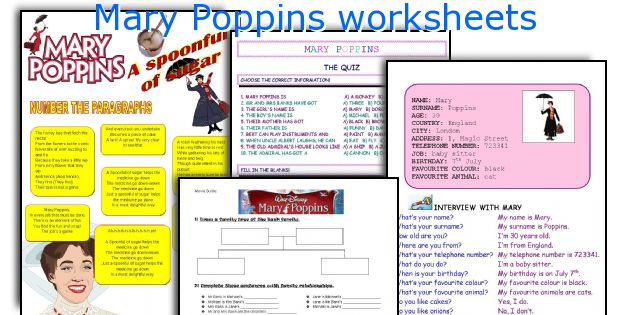 Mary Poppins worksheets