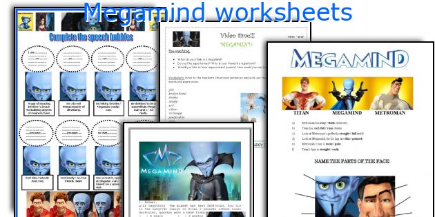 Megamind worksheets