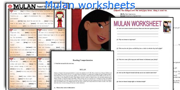 Mulan worksheets