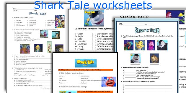 Shark Tale worksheets
