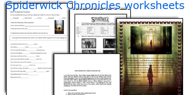 Spiderwick Chronicles worksheets