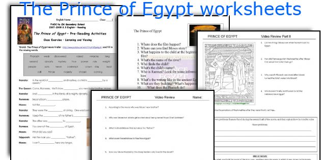 The Prince of Egypt worksheets