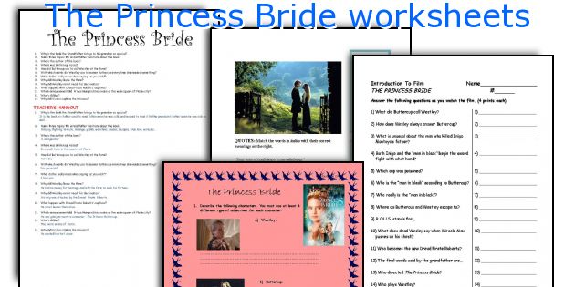 The Princess Bride worksheets