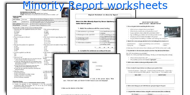 Minority Report worksheets