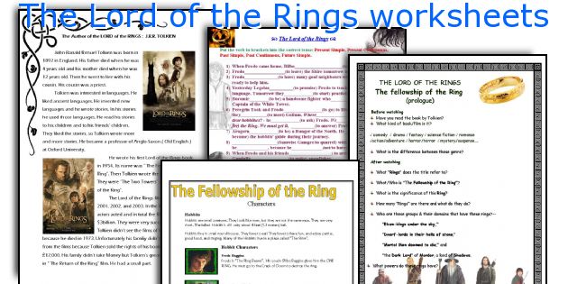 The Lord of the Rings worksheets