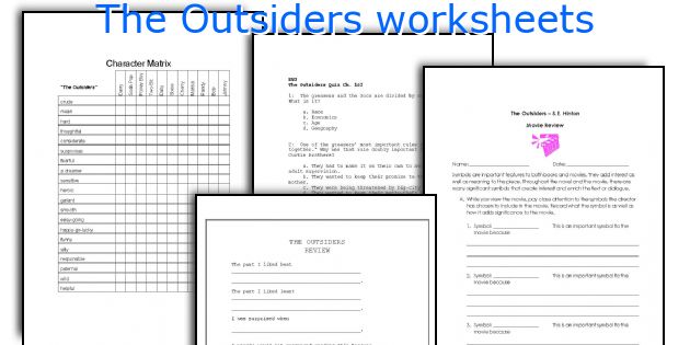 The Outsiders Character Chart Worksheets