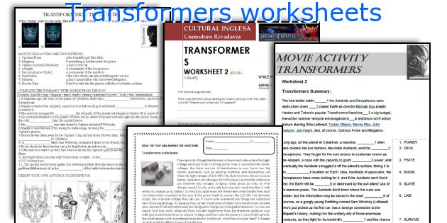 Transformers worksheets