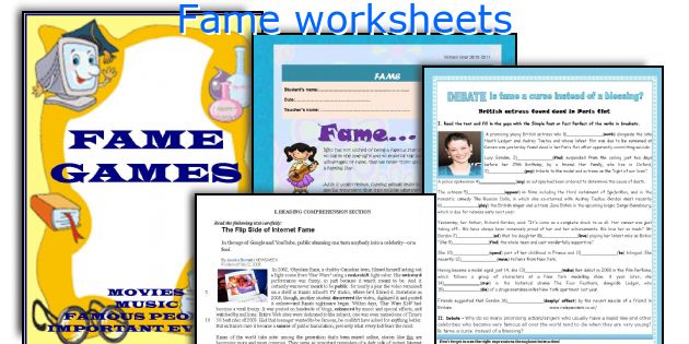 Fame worksheets