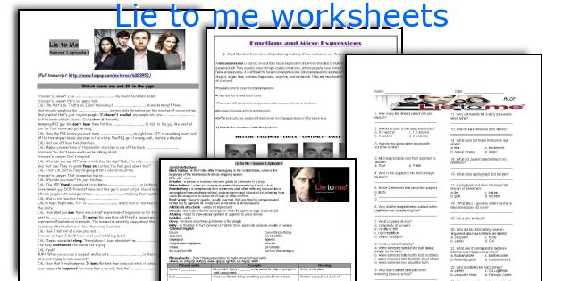 Lie to me worksheets