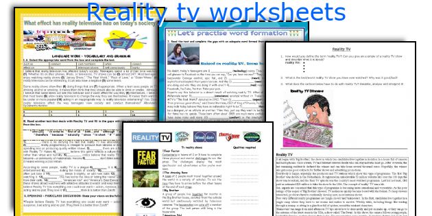 Reality tv worksheets