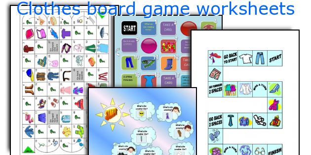 Clothes board game worksheets