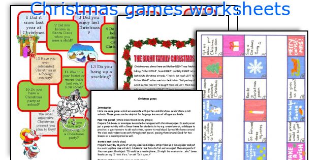 Christmas games worksheets