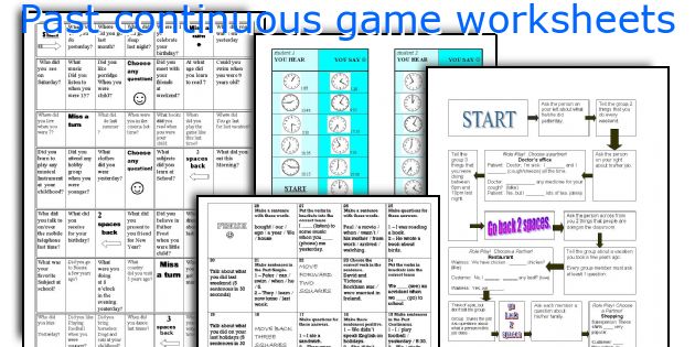 Past continuous game worksheets