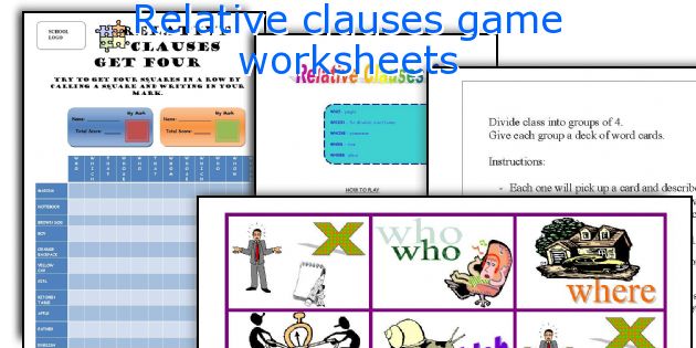 Relative clauses game worksheets