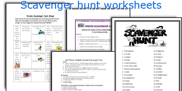 Scavenger Hunt Worksheets