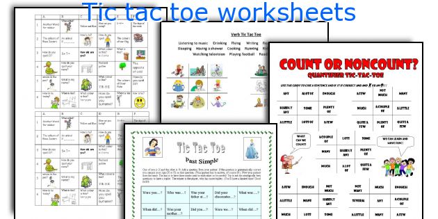 Tic tac toe worksheets