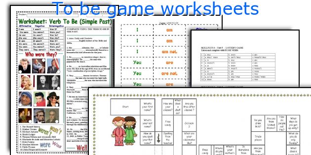 To be game worksheets