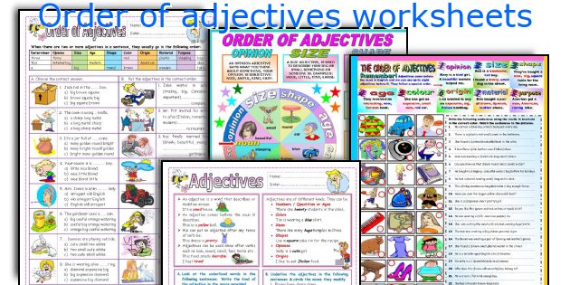 Order of adjectives worksheets