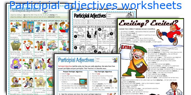 Participial adjectives worksheets