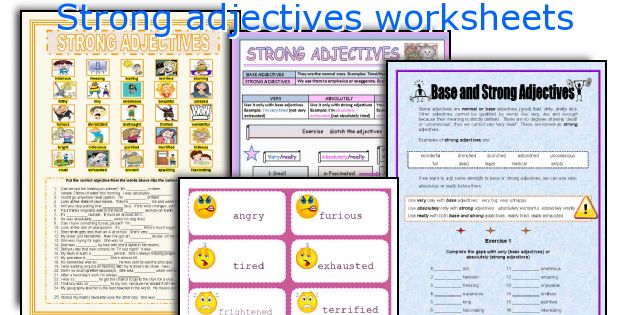 Strong adjectives worksheets