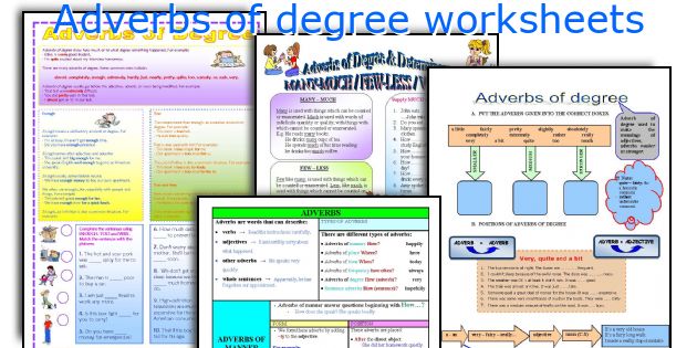 Adverbs of degree worksheets