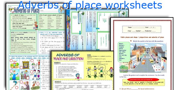 Adverbs of place worksheets