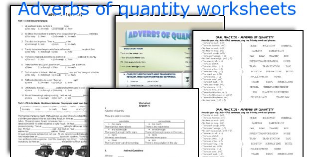 Adverbs of quantity worksheets