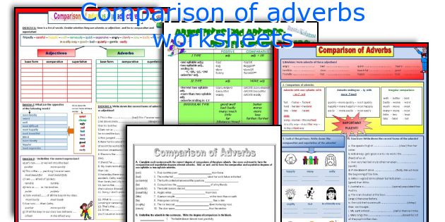Comparison of adverbs worksheets
