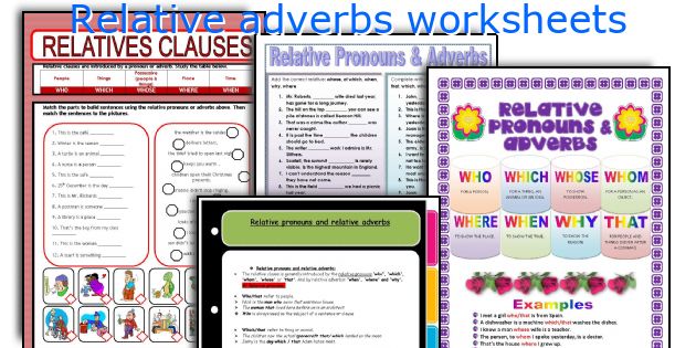 Relative adverbs worksheets