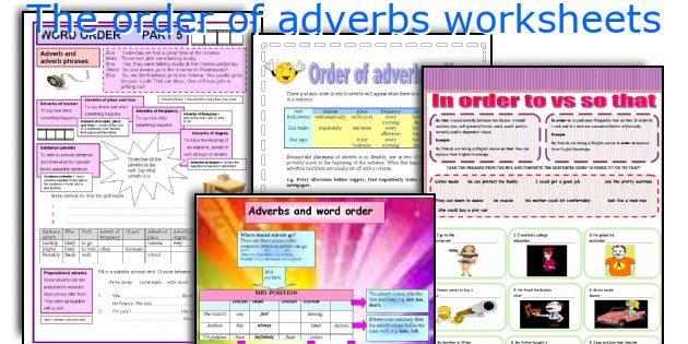 The order of adverbs worksheets