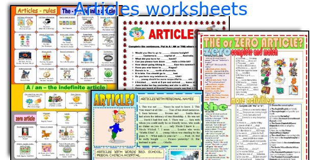 Articles worksheets
