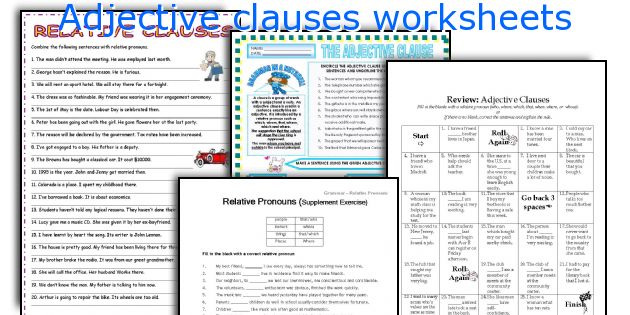 Adjective clauses worksheets