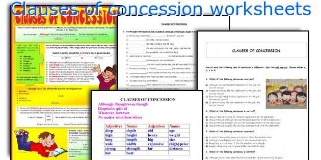 Clauses of concession worksheets