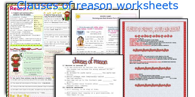Clauses of reason worksheets