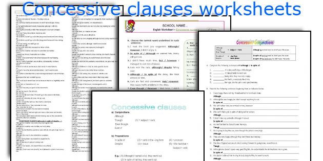 Concessive clauses worksheets