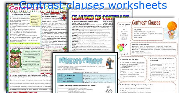 Contrast clauses worksheets