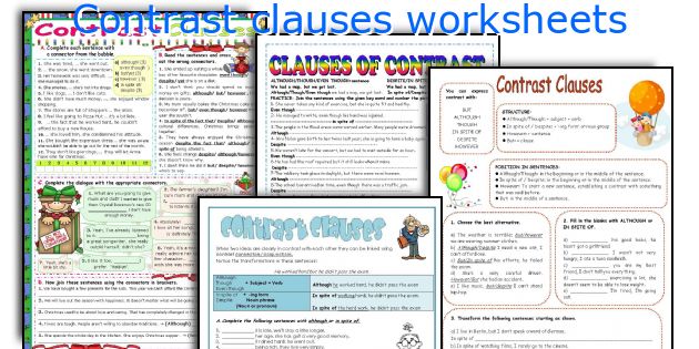 Contrast clauses worksheets