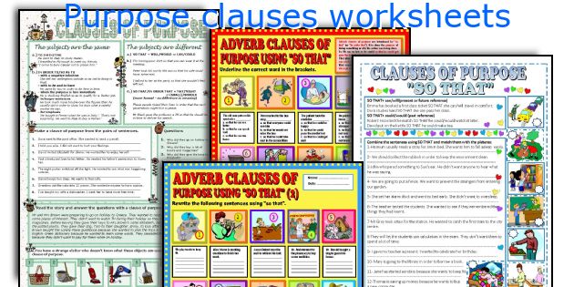 Purpose clauses worksheets