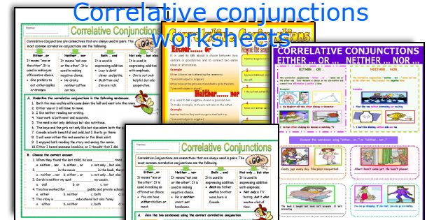 Correlative conjunctions worksheets