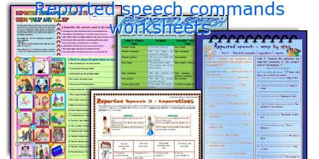 Reported speech commands worksheets