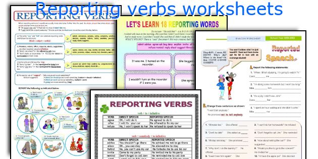 Reporting verbs worksheets