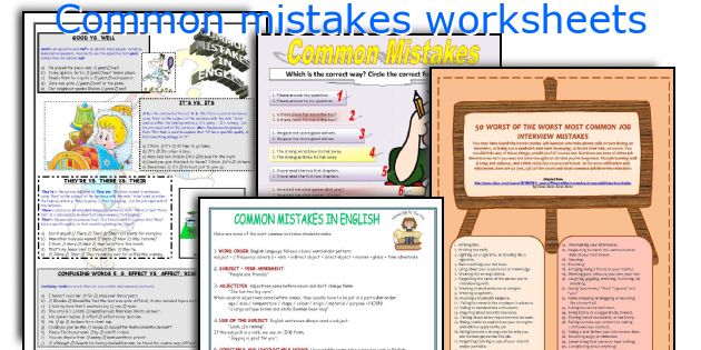 Common mistakes worksheets