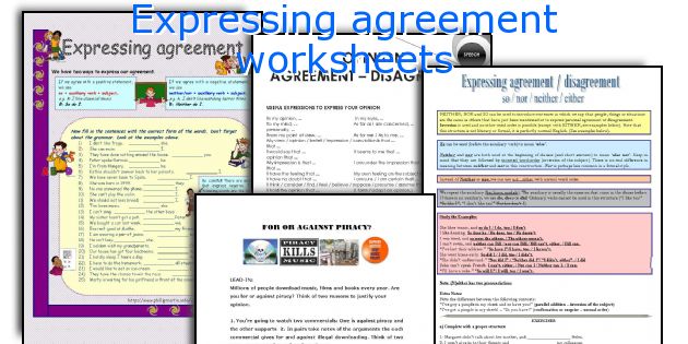 Expressing agreement worksheets