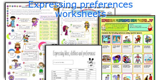 Expressing preferences worksheets