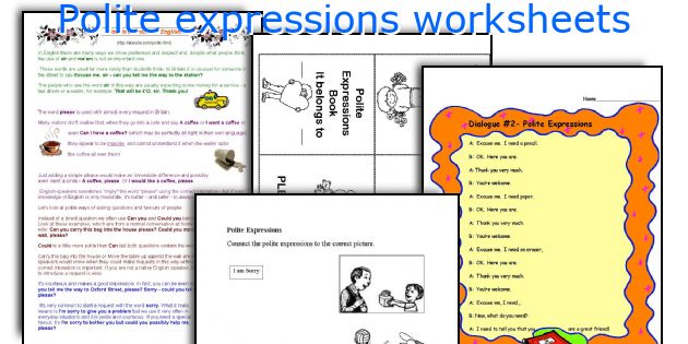 Polite expressions worksheets